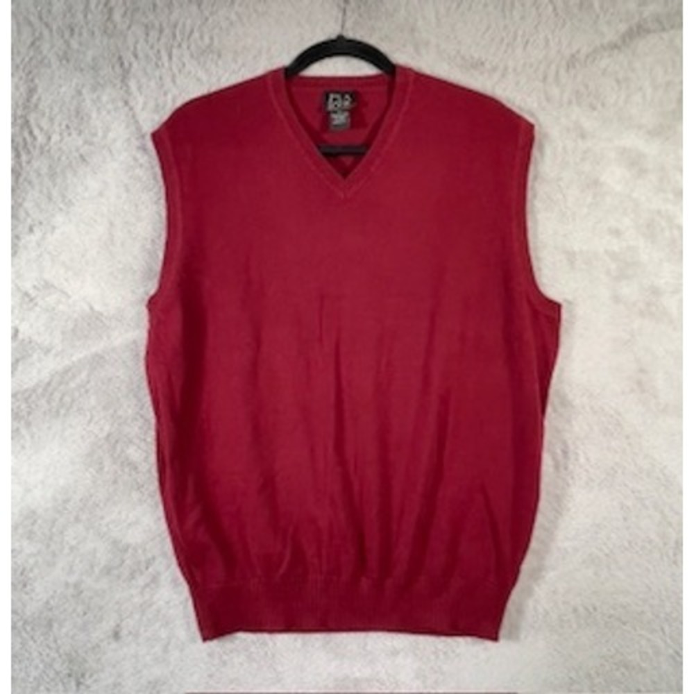 Jos. A. Bank Signature Collection Mens M Red Cotton Knit Sleeveless Sweater Vest